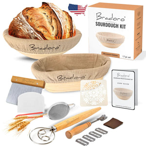 Complete Decorators Edition Sourdough Kit | Sour Dough Kit with 10" Round & Oval Baskets | Ideal Bread Kit & Sour Dough Starter Kit for Bakers Mimarta