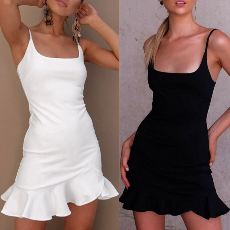 Sexy Spaghetti Strap Pleated Backless Dress Mimarta