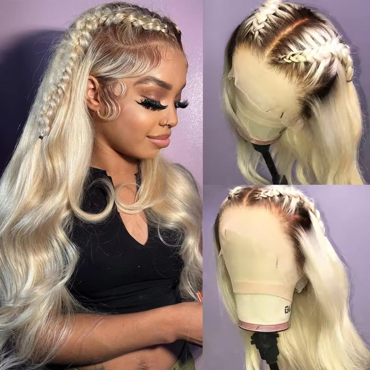 SOSEXY 13x4 Ombre Blonde Human Hair Lace Front Wigs Pre Plucked 1B/613 Ombre Lace Front Wig Human Hair 150% Density Colored Glueless Wigs Human Hair 28 Inch Mimarta