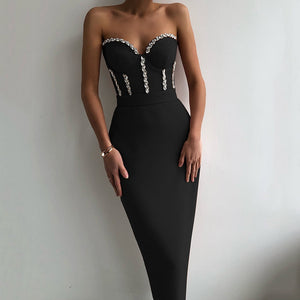 Strapless Elegant Bandage Dress with Nail Drill Mimarta