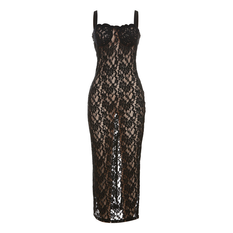 Lace Black Maxi Dress for Women - Sleeveless Bodycon Mimarta