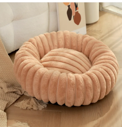 High Weight Pet Nest Straight Rabbit Plush Mat Round Long Hair Cat Nest Warm Winter Dog Bed Kennel Mimarta