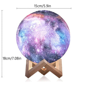 16-Color 3D LED Moon Light with Stand - Night Light Mimarta