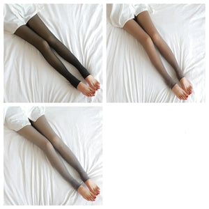 Fake Translucent Plus Size Leggings Fleece Lined Tights Fall And Winter Warm Fleece Pantyhose Women Fleece Lined Pantyhose Thermal Winter Tights Mimarta
