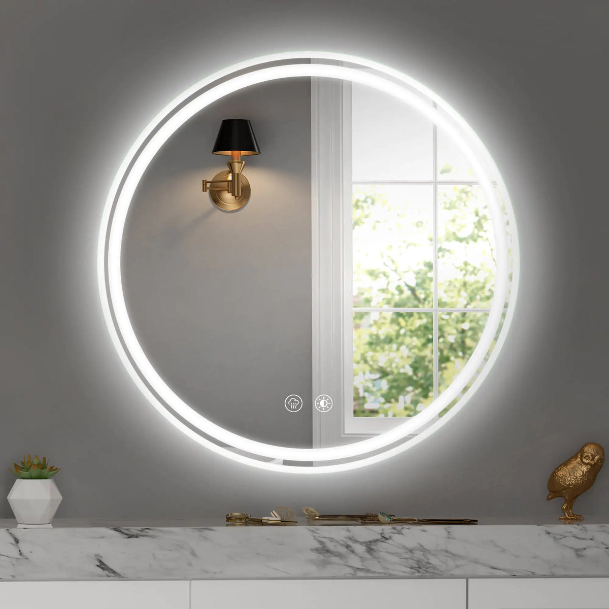28 Inch Round LED Bathroom Mirror -Wall Mounted Mimarta