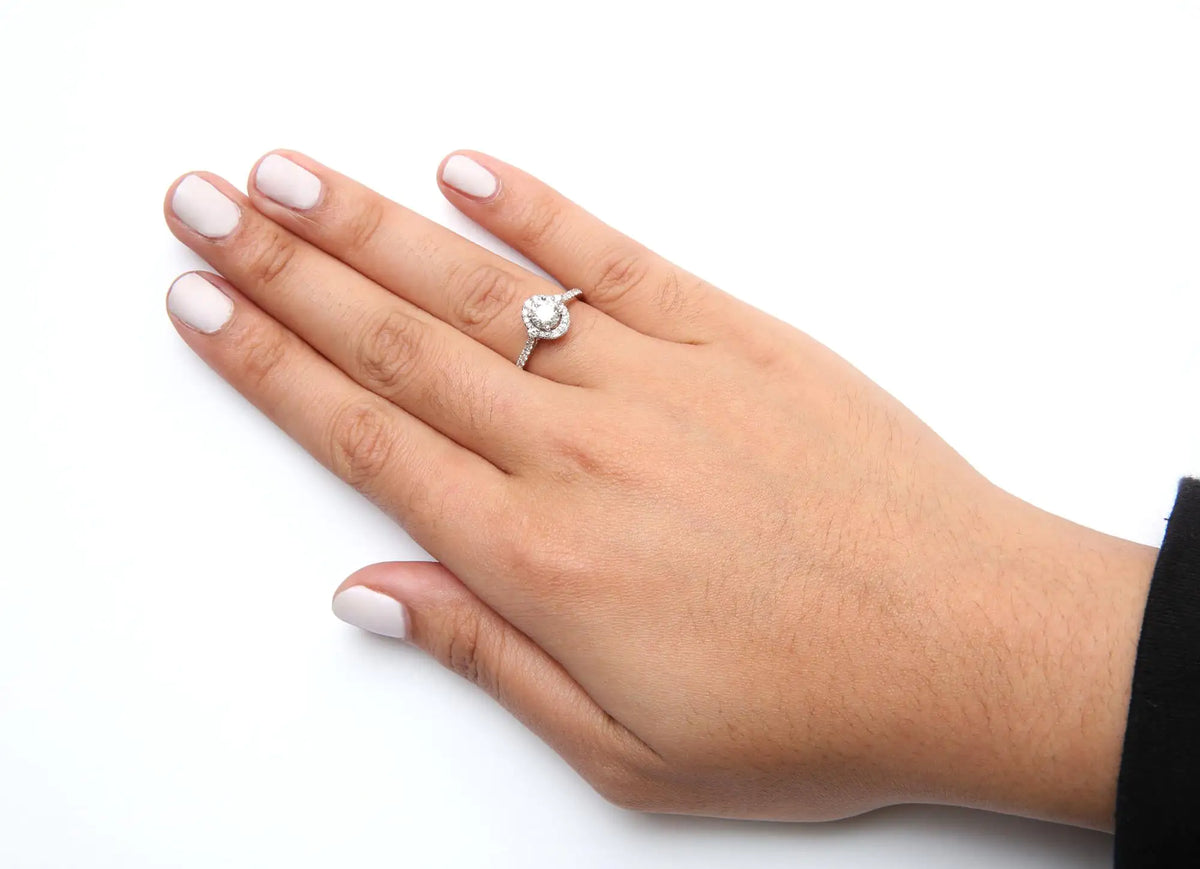 GIA Certified 14k White Gold 4/5 Cttw Diamond Halo Engagement Ring (G-H Color, SI1-SI2 Clarity) Rieworkes