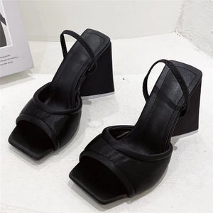Slides Mules Summer Silk Thick Block Heels Rieworkes