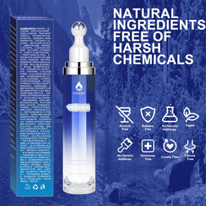 Eye Serum with 8% Caffeine 8% Retinol Hyaluronic Acid Niacinamide peptides for Puffy Eye Bags Fine Lines Dark Circles Wrinkles, Under Eye Cream with 360° Eye Roller Massage Ball, 0.5 fl. oz blue Rieworkes