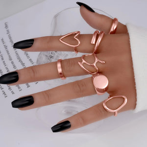 FAXHION 12PCS Gold Stackable Rings Set for Women, 18K Gold Plated Open Stacking Knuckle Ring, Adjustable Chunky Signet Rings for Gift 1-Rose-12pcs Rieworkes