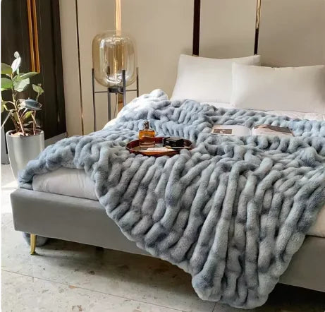 Luxury Faux Rabbit Fur Winter Blanket Rieworkes