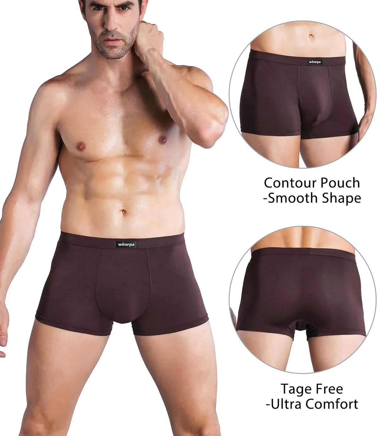 wirarpa Men's Breathable Modal Microfiber Trunks Underwear Covered Band Multipack 1402-4p-solid Color Medium Rieworkes