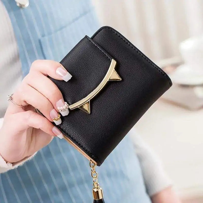 Cute Cat Ears Leather Vintage Tassel Women Wallet Rieworkes