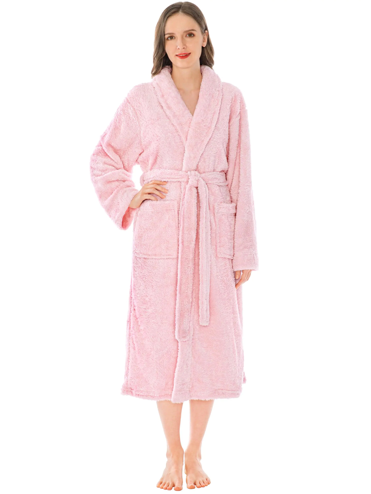 PAVILIA Premium Womens Plush Soft Robe Fluffy, Warm, Fleece Sherpa Shaggy Bathrobe 2X-3X Light Pink Rieworkes