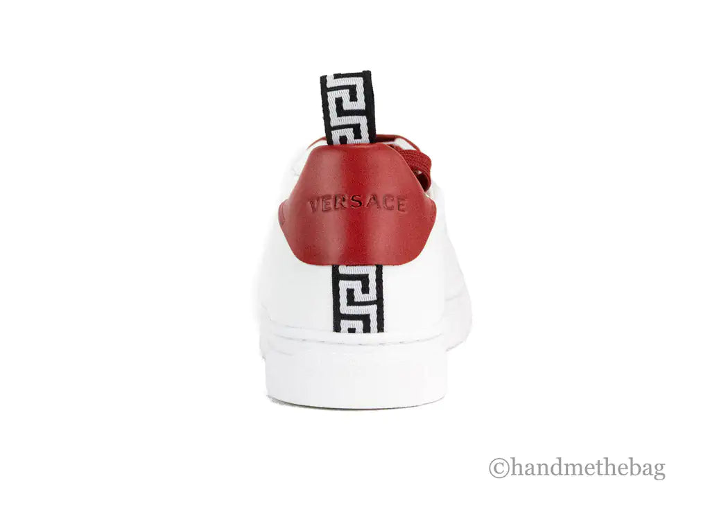 Versace White Red Vitello Leather Gianni Versace Signature Sneakers Mimarta