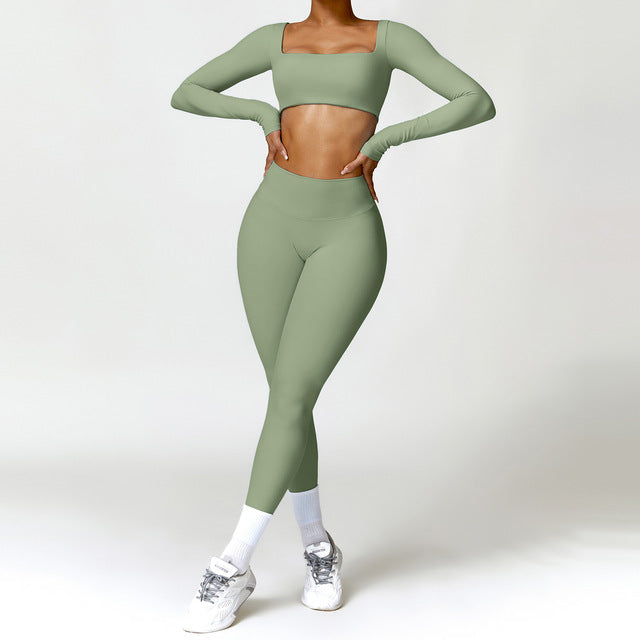 Women's 2PCS Yoga Tracksuit with Leggings and Crop Top Mimarta