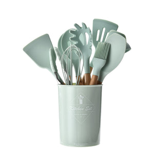 Aqua Storage Bucket with Wooden Handle Silicone Cookware Set Mimarta