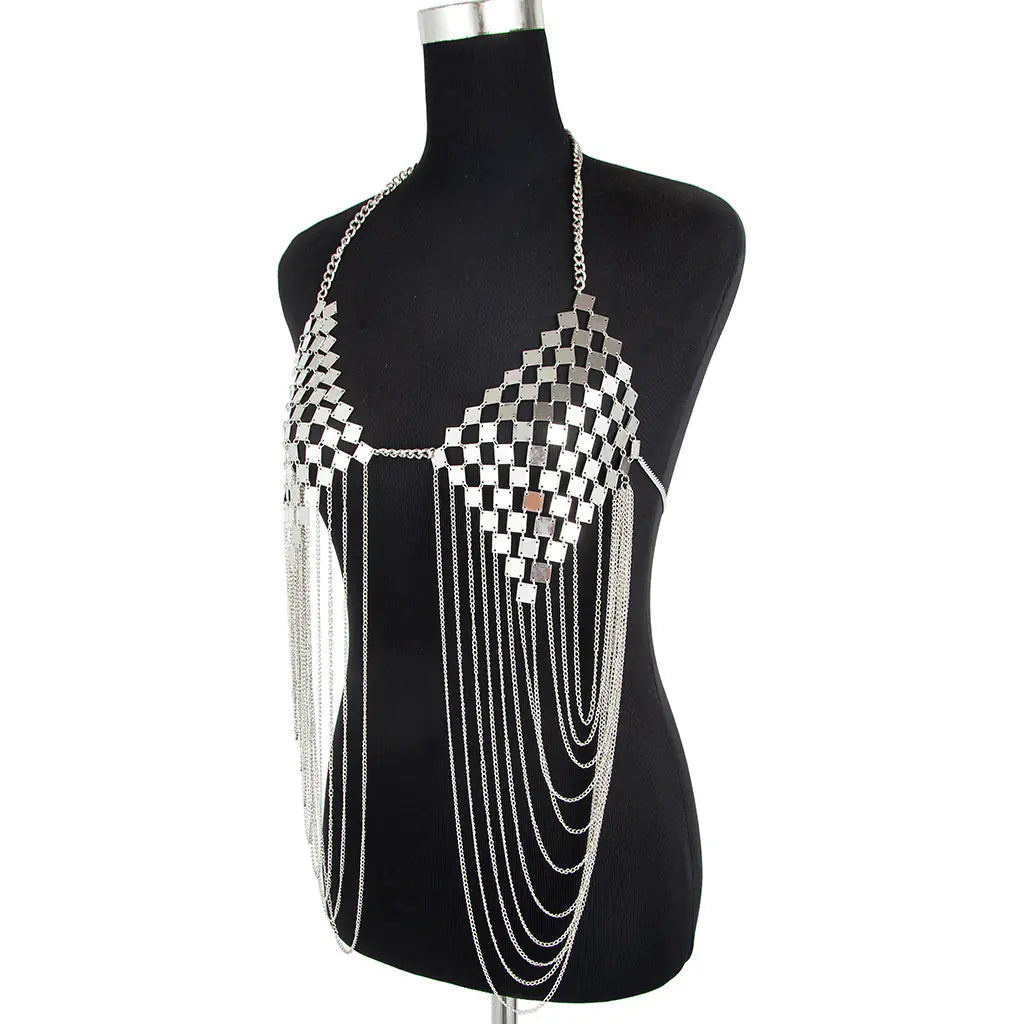Metallic Body Chain with Tassel for Women’s Fashion Mimarta