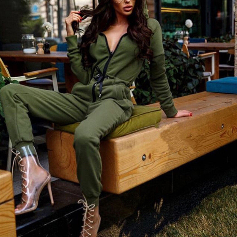 Trendy Women's Hooded Jumpsuit Outfit Set Mimarta