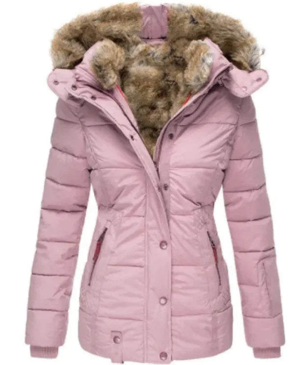 Fur collar long sleeve slim-fit cotton coat Rieworkes