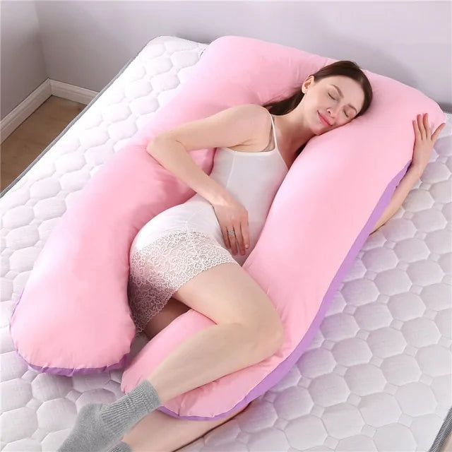 Sleeping Support Pillow For Pregnant Women Body PW12 100% Cotton Rabbit Print U Shape Maternity Pillows Pregnancy Side Sleepers Rieworkes