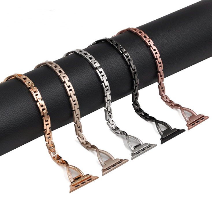 Apple Watch Band X-Type Stainless Steel with Diamonds Mimarta