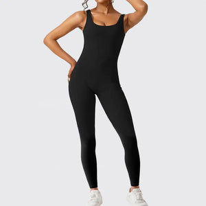 Women Sleeveless Flare Jumpsuits Fitness Yoga Long Pants Rieworkes