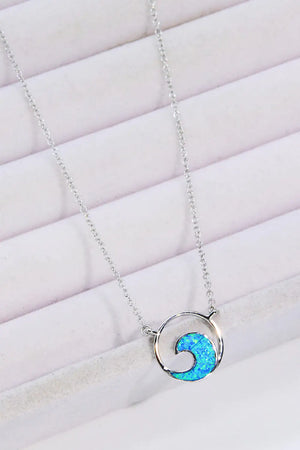 Opal Wave Pendant Necklace Rieworkes