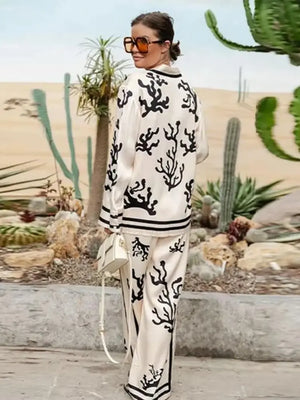 Elegant Printed Women's Pants Set Rieworkes