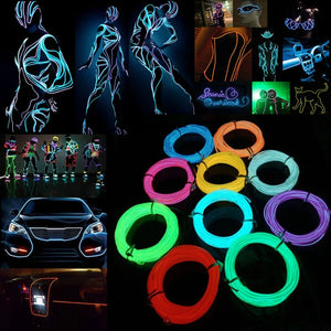 Neon LED Light Glow EL Wire String Strip Rope Tube Decor Car Party + Controller Rieworkes