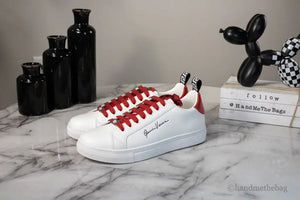 Versace White Red Vitello Leather Gianni Versace Signature Sneakers Mimarta