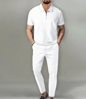 Short Sleeve Zipper Trousers Suit Rieworkes