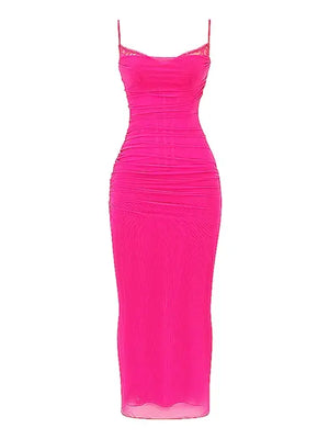 Elegant Spaghetti Strap Backless Dress Rieworkes