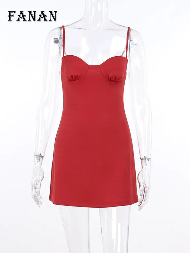 Elegant Red Sleeveless A-line Mini Dress for Women - Summer 2022 Fashion Club Party and Birthday Outfit Rieworkes