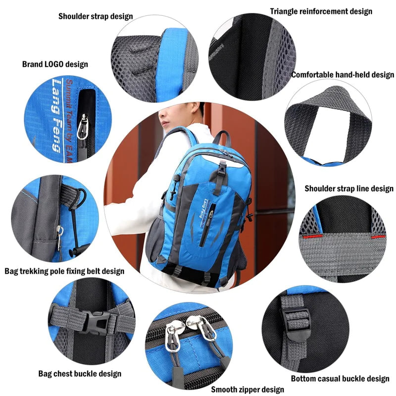 40L Men Women Travel Backpack Rucksack Camping Laptop Hiking School Book Bag USA Rieworkes