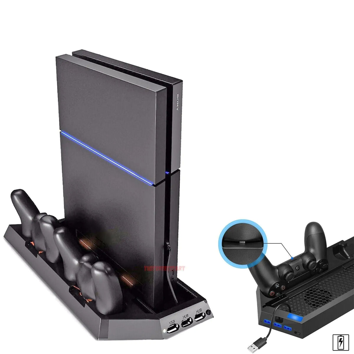 PS4 Cooling Station Vertical Stand 2 Controller Charging Dock For PlayStation 4 Rieworkes