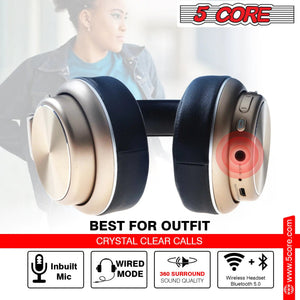 5 CORE Bluetooth Headphones Over Ear Noise Cancelling Headset Stereo Headphone with Padded Ear Cups + Adjustable Headband HEADPHONE 13 G - Rieworkes