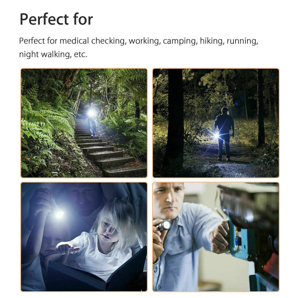 5" LED USB Rechargeable Mini Tactical Flashlight Stainless Steel Torch Pen Light - Rieworkes