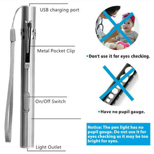 5" LED USB Rechargeable Mini Tactical Flashlight Stainless Steel Torch Pen Light - Rieworkes