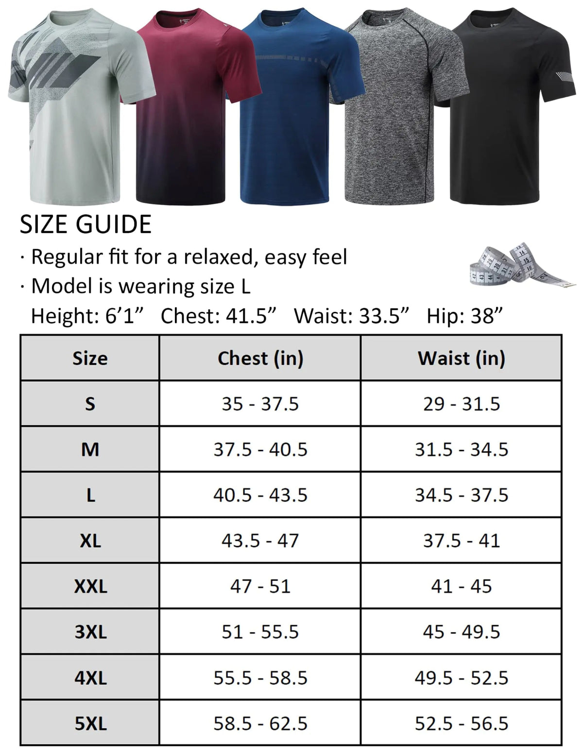 5 Pack Men’s Active Quick Dry Crew Neck T Shirts | Athletic Running Gym Workout Short Sleeve Tee Tops Bulk Light Gray/Gradient Red/Blue/Charcoal/Black Large - Rieworkes