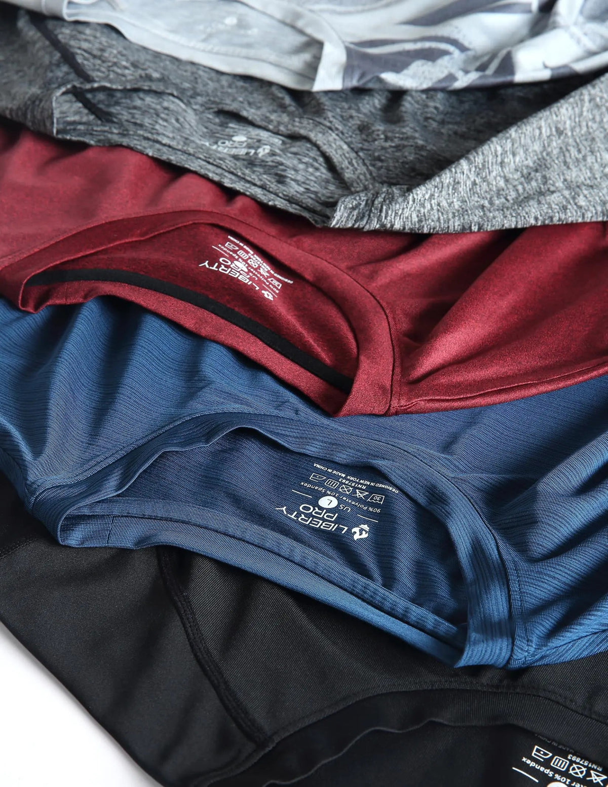 5 Pack Men’s Active Quick Dry Crew Neck T Shirts | Athletic Running Gym Workout Short Sleeve Tee Tops Bulk Light Gray/Gradient Red/Blue/Charcoal/Black Large - Rieworkes
