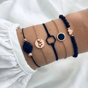 5 - piece Bohemian Shell Moon Charm Bracelet Set for Women - Rieworkes