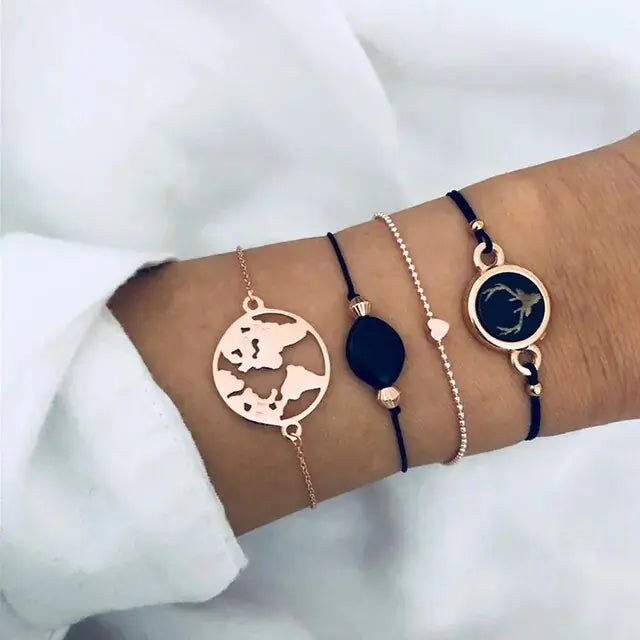 5 - piece Bohemian Shell Moon Charm Bracelet Set for Women - Rieworkes