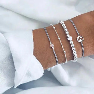 5 - piece Bohemian Shell Moon Charm Bracelet Set for Women - Rieworkes