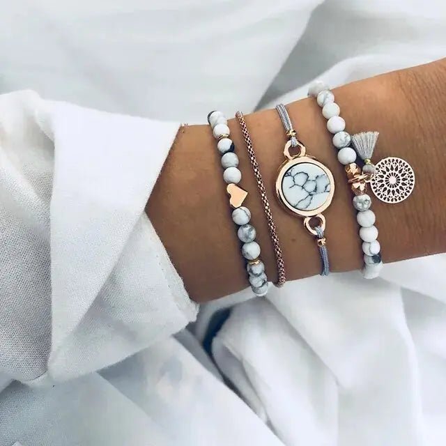 5 - piece Bohemian Shell Moon Charm Bracelet Set for Women - Rieworkes