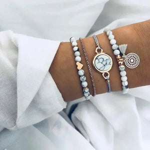 5 - piece Bohemian Shell Moon Charm Bracelet Set for Women - Rieworkes