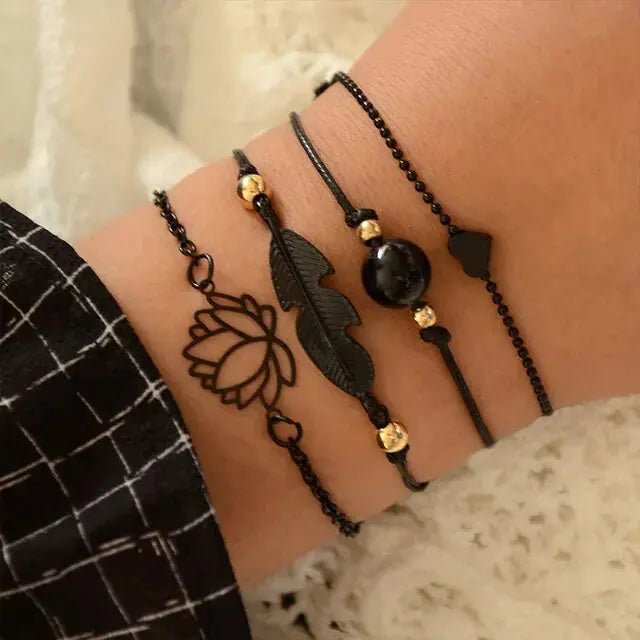 5 - piece Bohemian Shell Moon Charm Bracelet Set for Women - Rieworkes