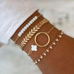 5 - piece Bohemian Shell Moon Charm Bracelet Set for Women - Rieworkes
