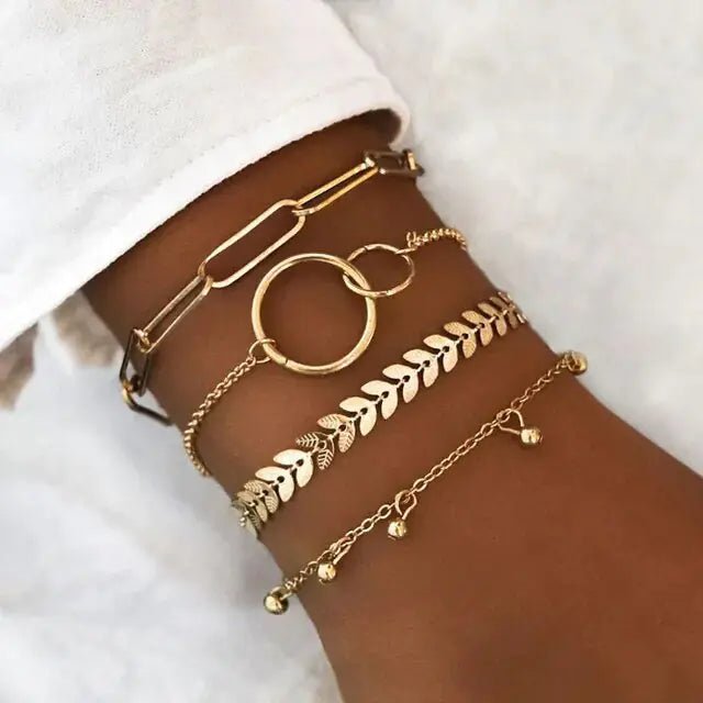 5 - piece Bohemian Shell Moon Charm Bracelet Set for Women - Rieworkes