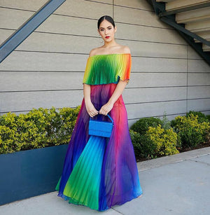Gradient Pleated Sexy Dress Mimarta