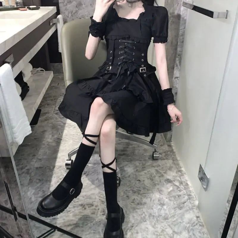Gothic Women Black Dress Rieworkes